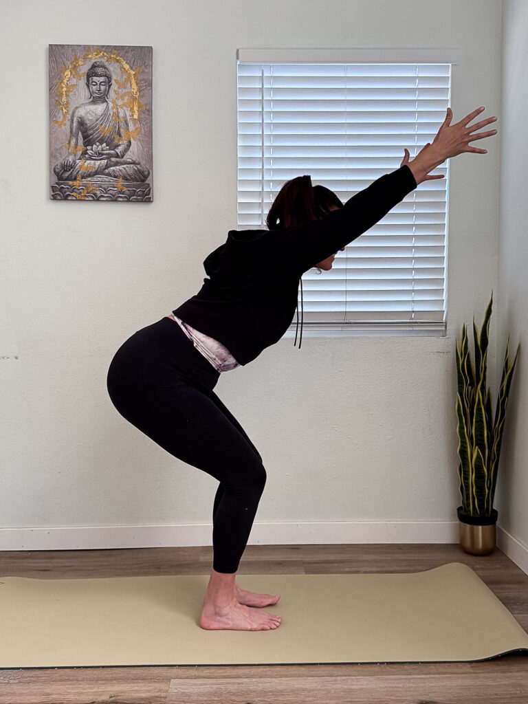 Pacific Yoga & Fitness, online yoga instructor, shares Yoga For Runners. chair pose